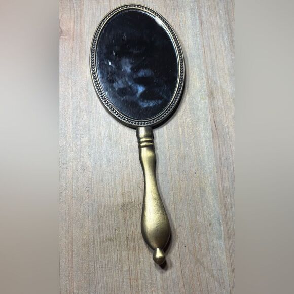 8” Vintage Style Chevron Print Handheld Mirror EPC - Picture 2 of 4